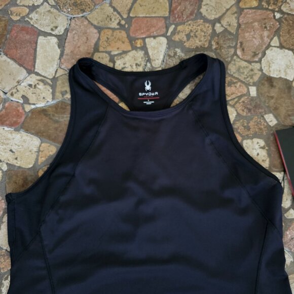 Spyder Active Black Racerback Tank Top Moisture-Wicking 4-Way Stretch Fabric Med - Picture 8 of 11